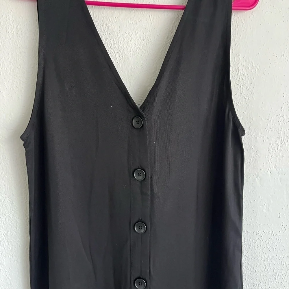 Grey Lab Woman Black Sleevless V- Neck Wide Leg Jumpsuit, Size Large